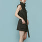 stand neck mini dress/gray