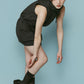 stand neck mini dress/gray