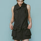 stand neck mini dress/gray