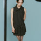 stand neck mini dress/gray