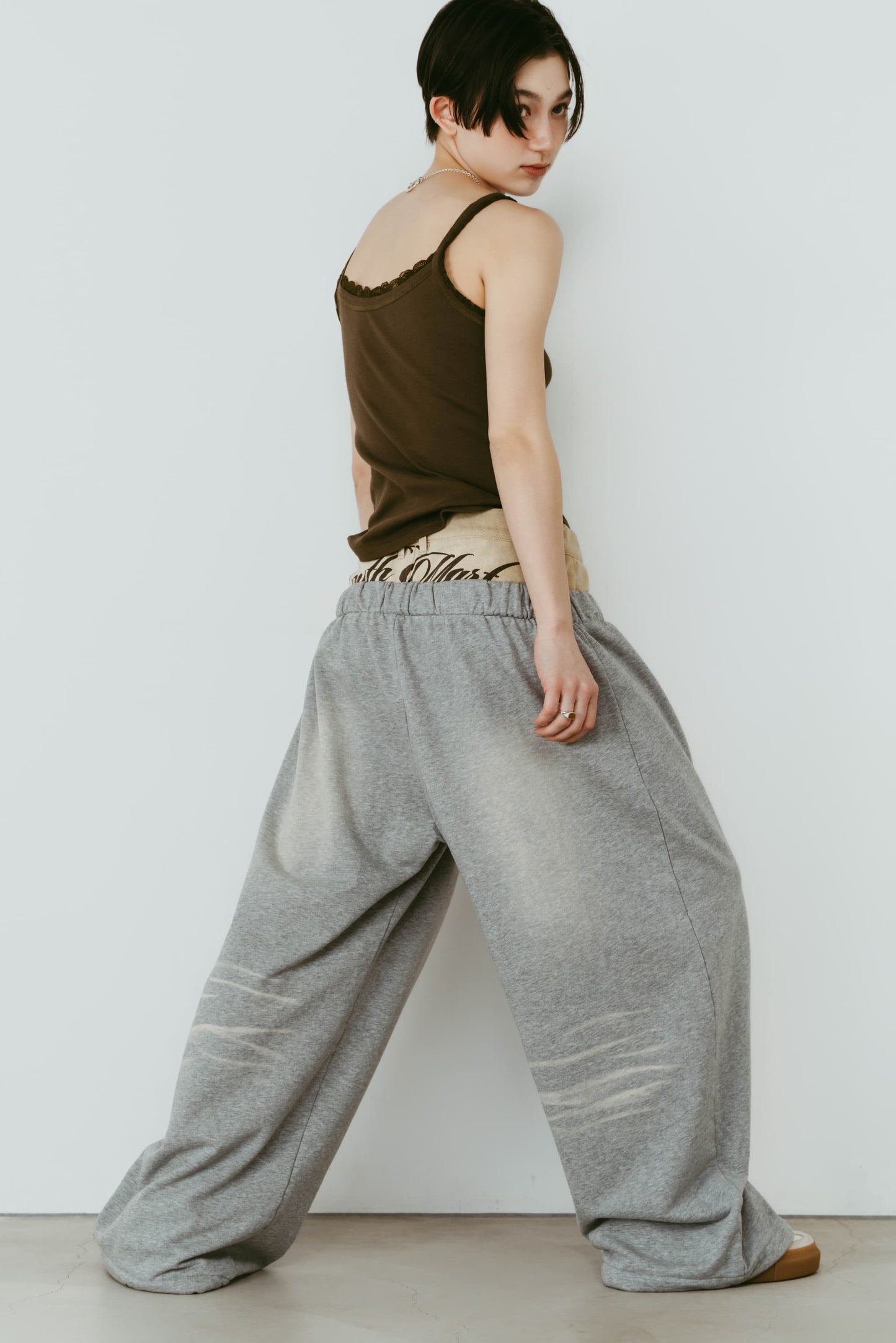double-layer sweatpants(unisex)/gray