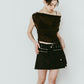 sheer velour top/brown