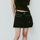 layered suede skort/black