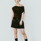 layered suede skort/black