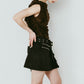 layered suede skort/black