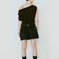 layered suede skort/black