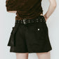 layered suede skort/black