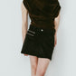 layered suede skort/black