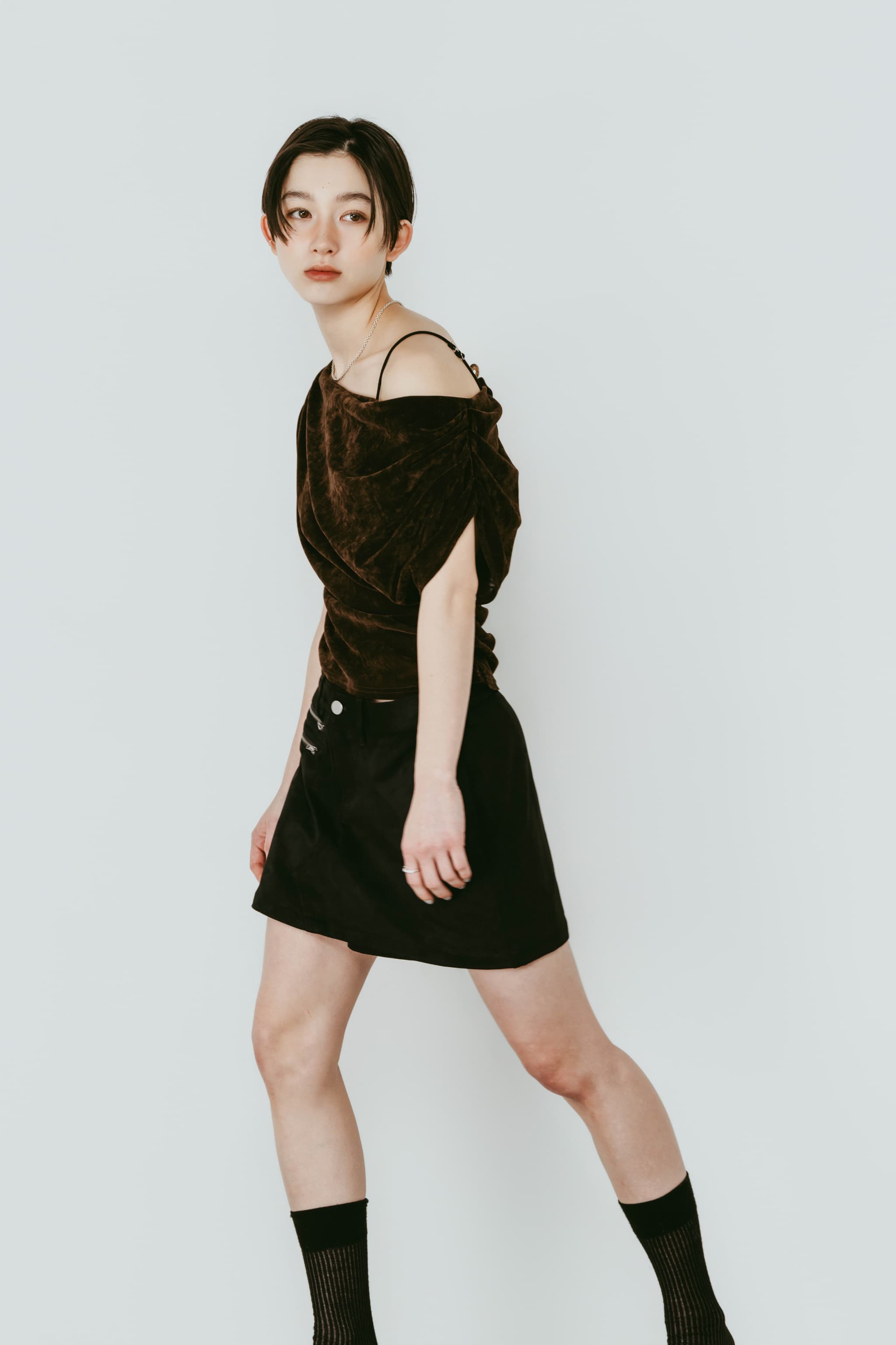 sheer velour top/brown | KNUTH MARF