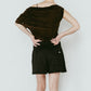 layered suede skort/black