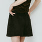 layered suede skort/black