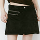 layered suede skort/black