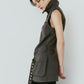 stand neck mini dress/gray