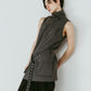 stand neck mini dress/gray