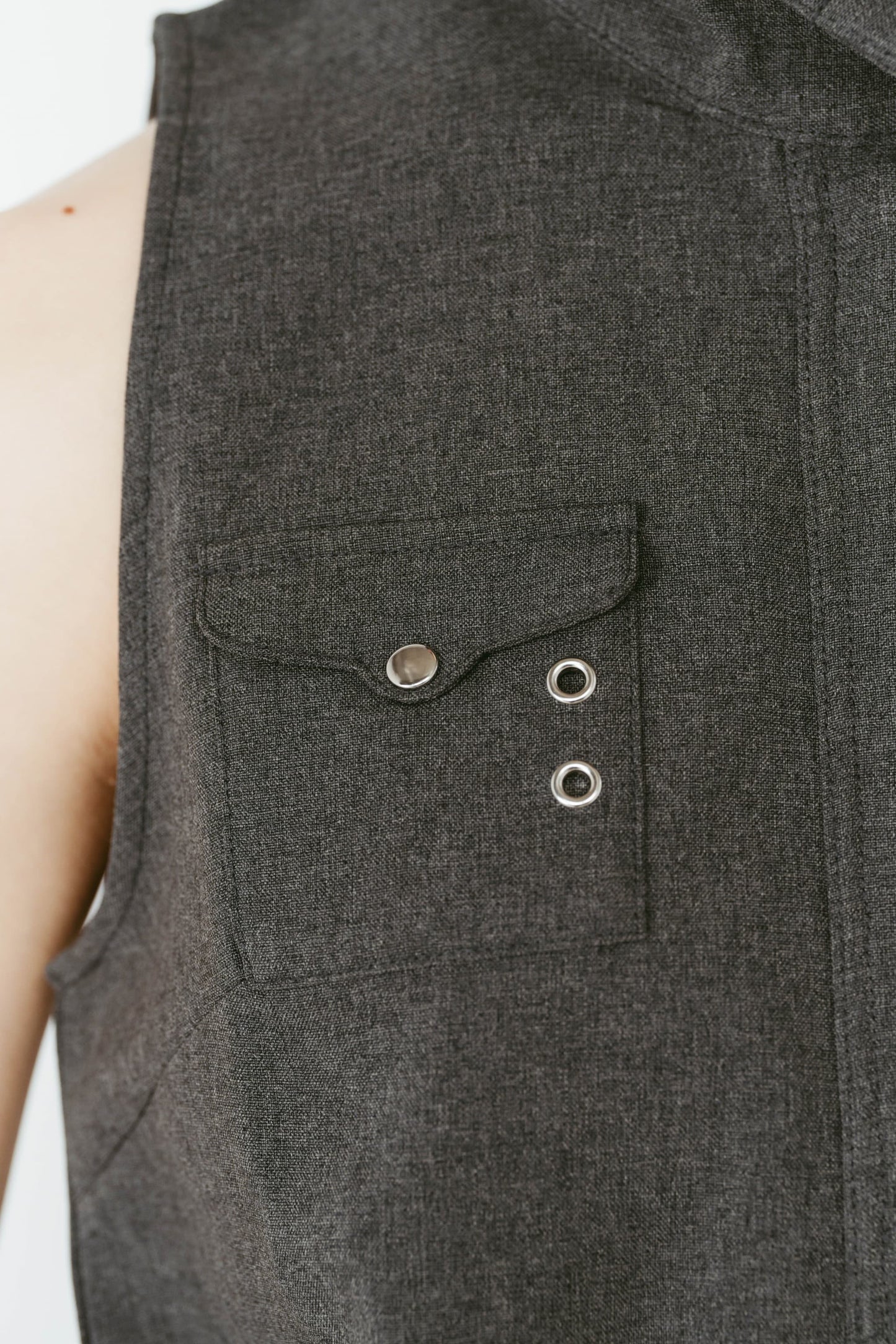 stand neck mini dress/gray