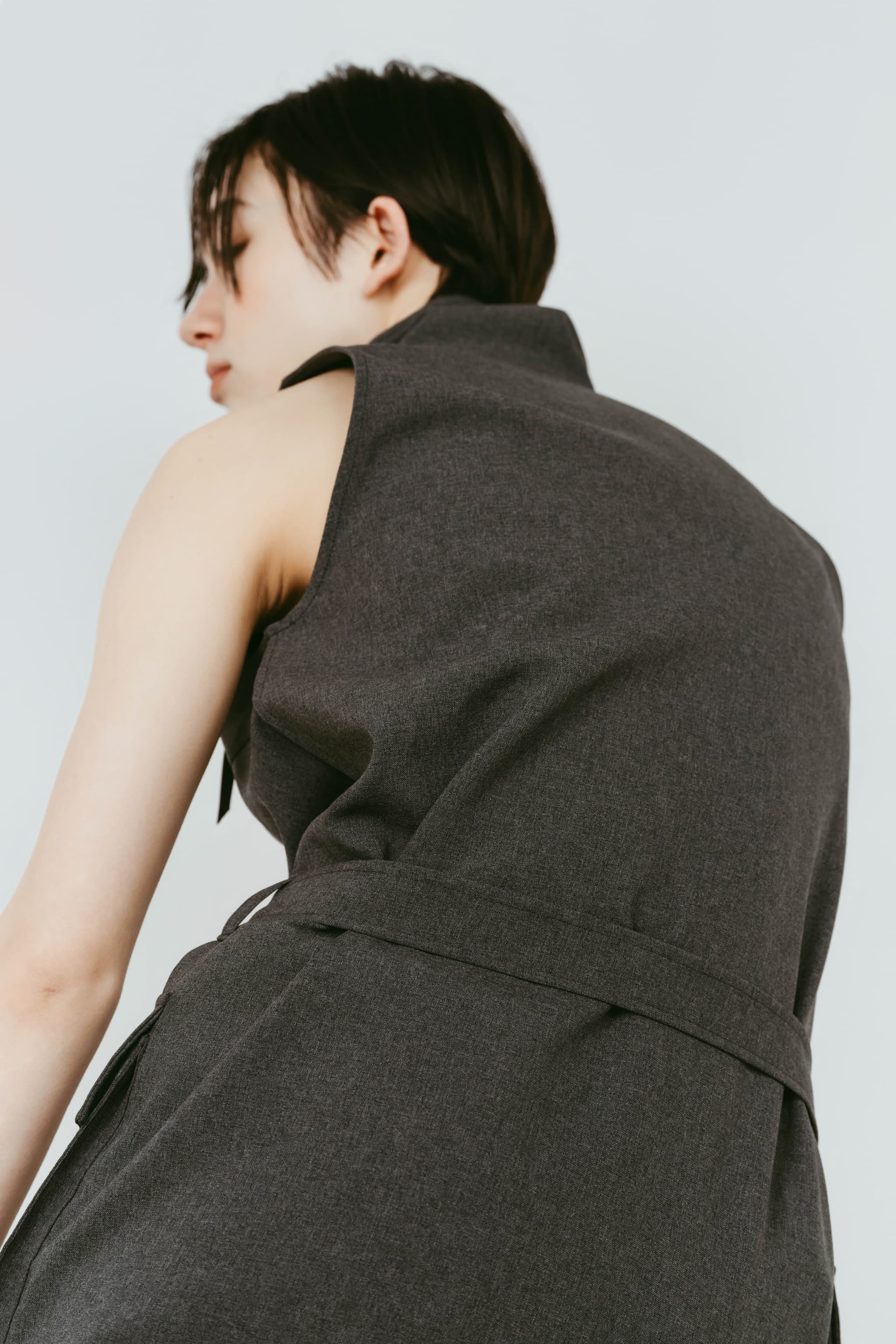 stand neck mini dress/gray | KNUTH MARF