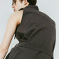 stand neck mini dress/gray