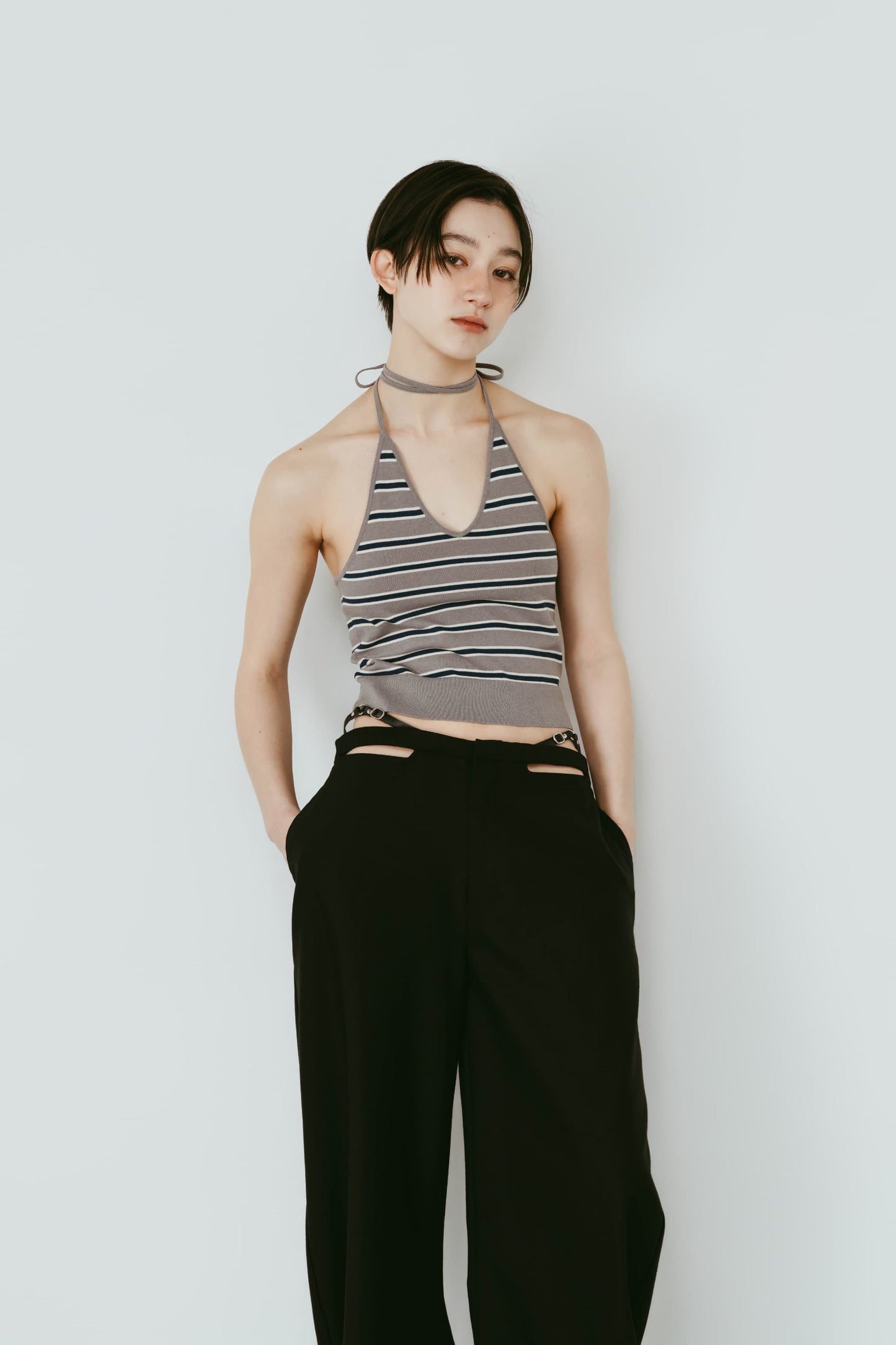 knit halter bustier/3color