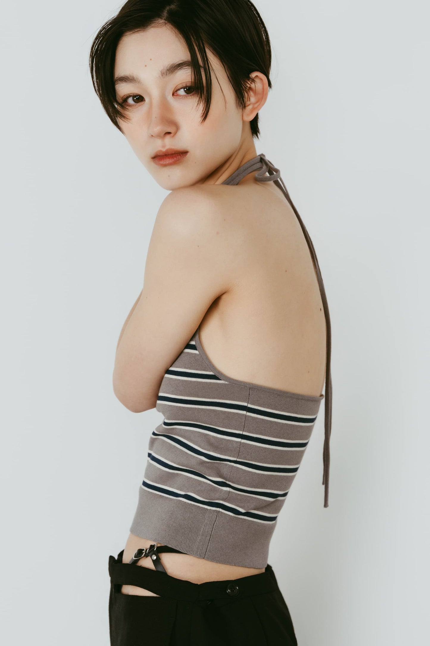 knit halter bustier/3color