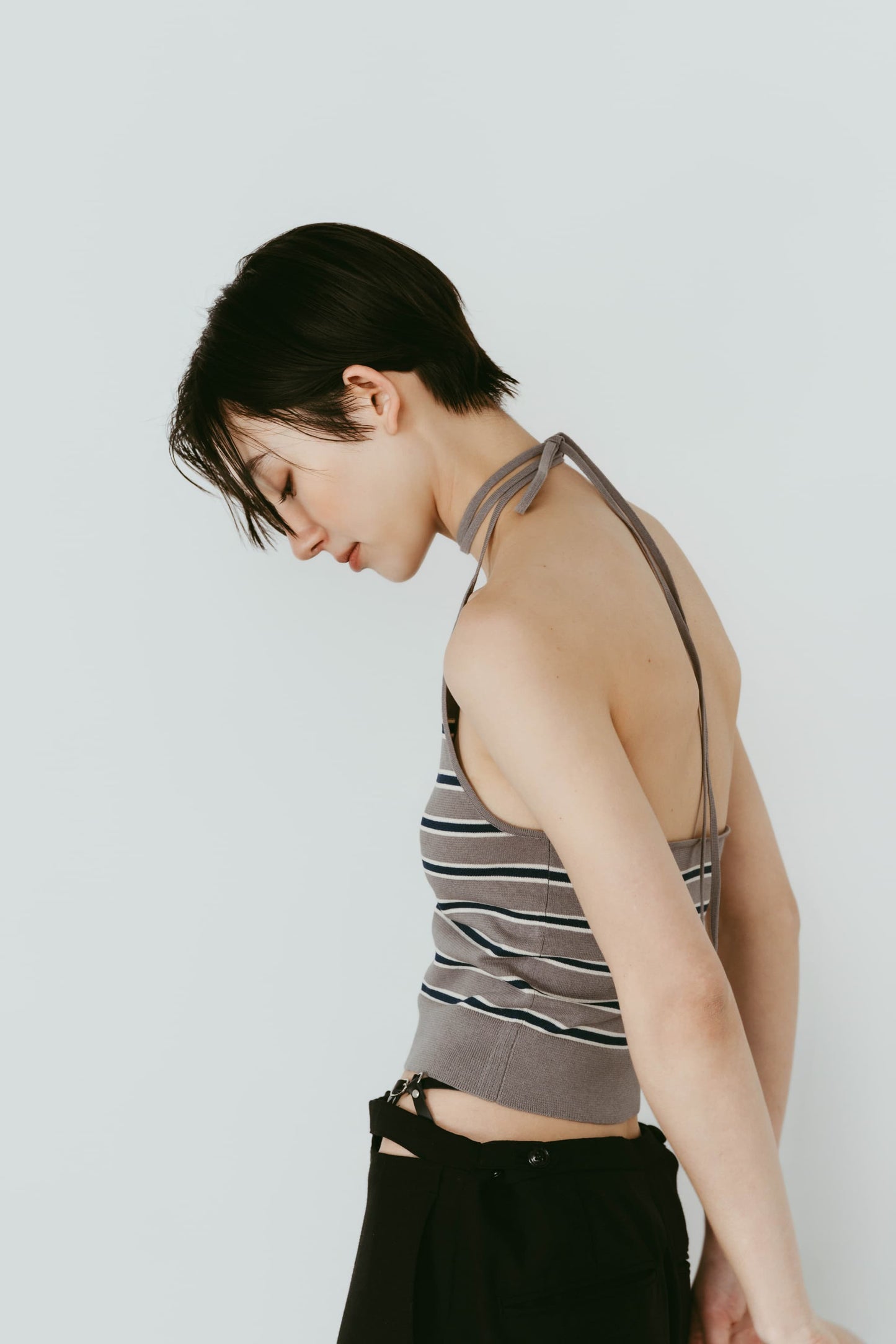 knit halter bustier/3color