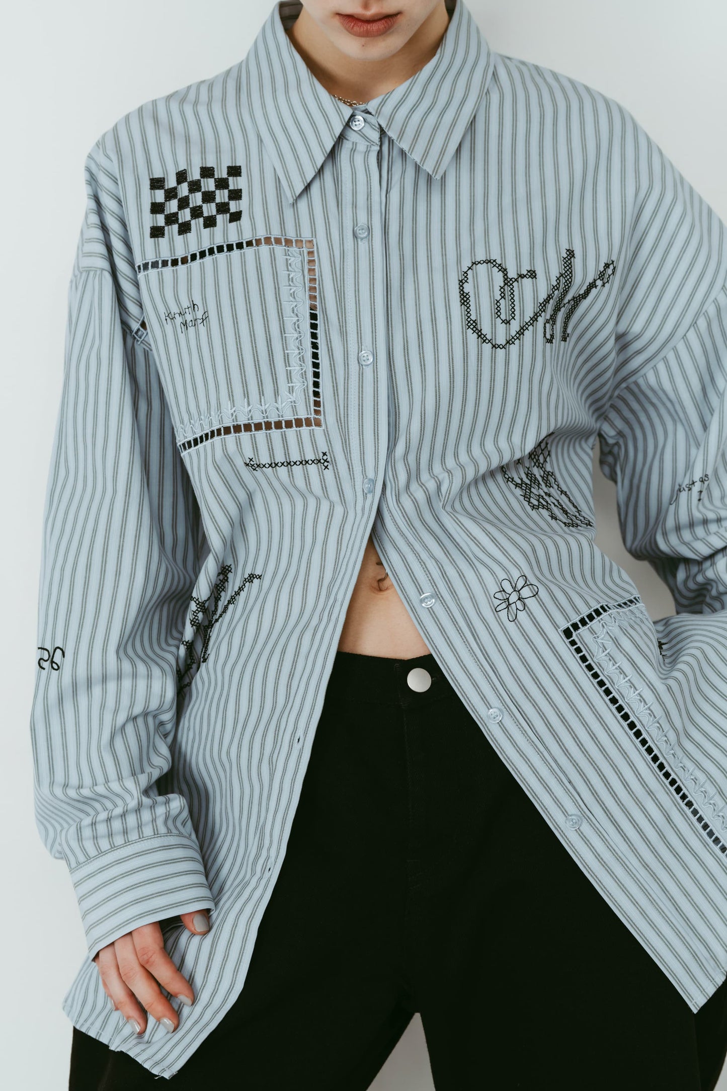 embroidered shirt(unisex)/stripe