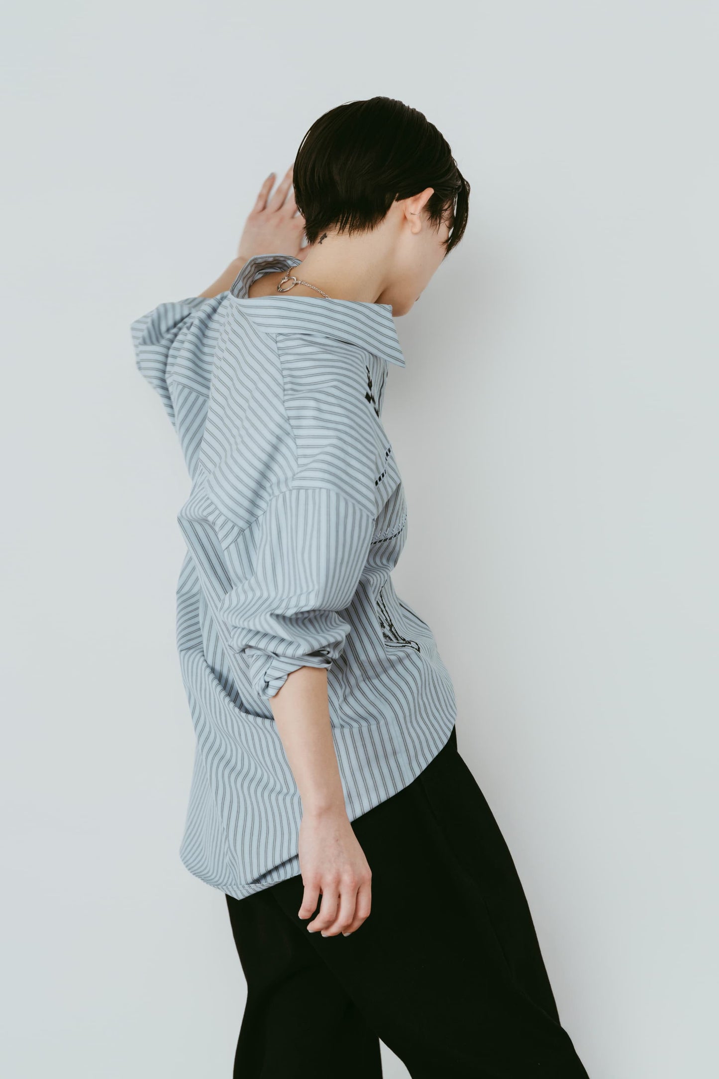 embroidered shirt(unisex)/stripe