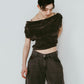 sheer velour top/gray