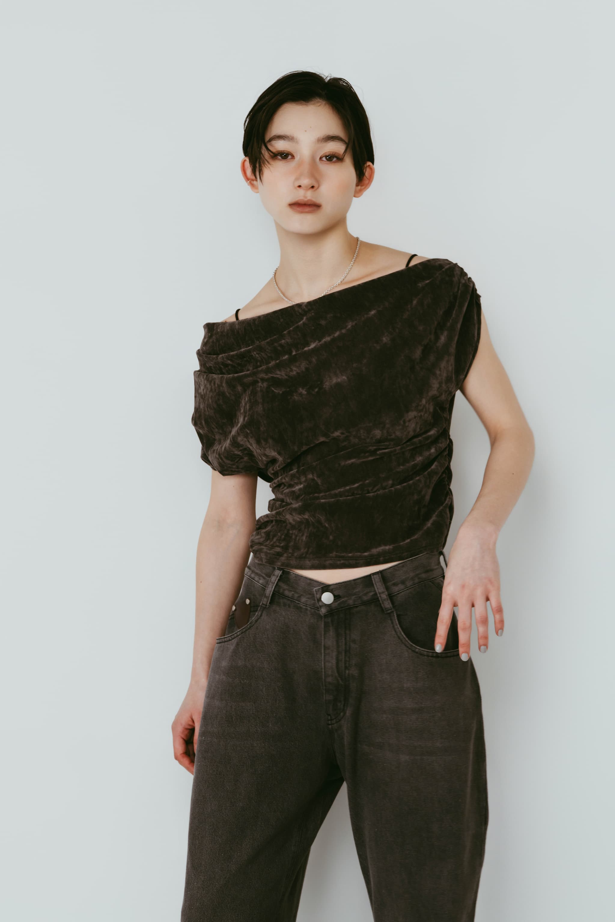 sheer velour top/gray | KNUTH MARF