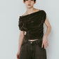 sheer velour top/gray