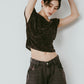 sheer velour top/gray