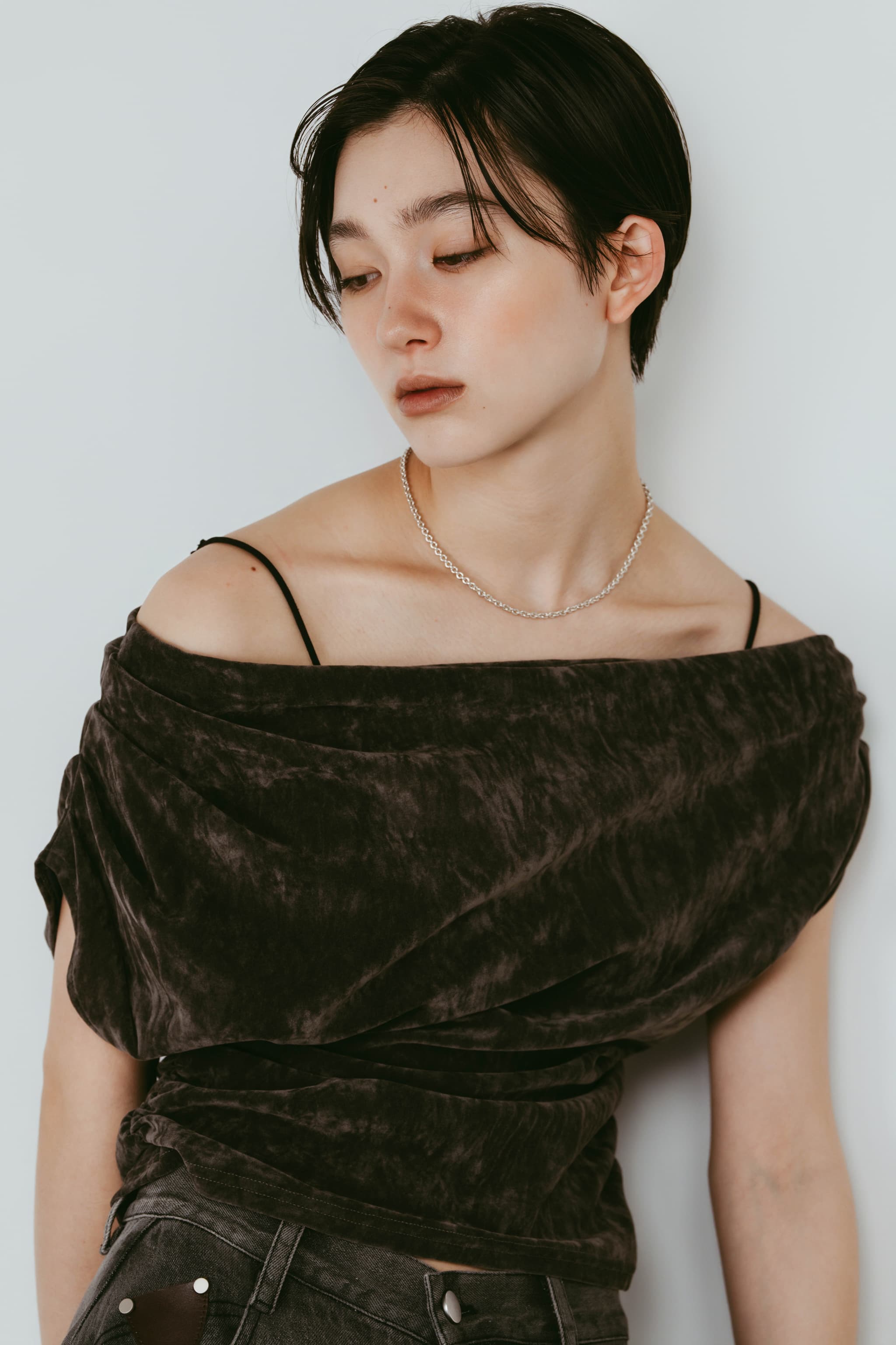 sheer velour top/gray | KNUTH MARF