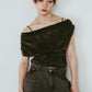 sheer velour top/gray
