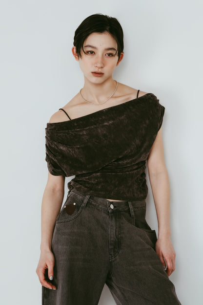 sheer velour top/gray