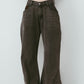 wide bell-bottom denim pants/gray
