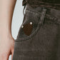 wide bell-bottom denim pants/gray