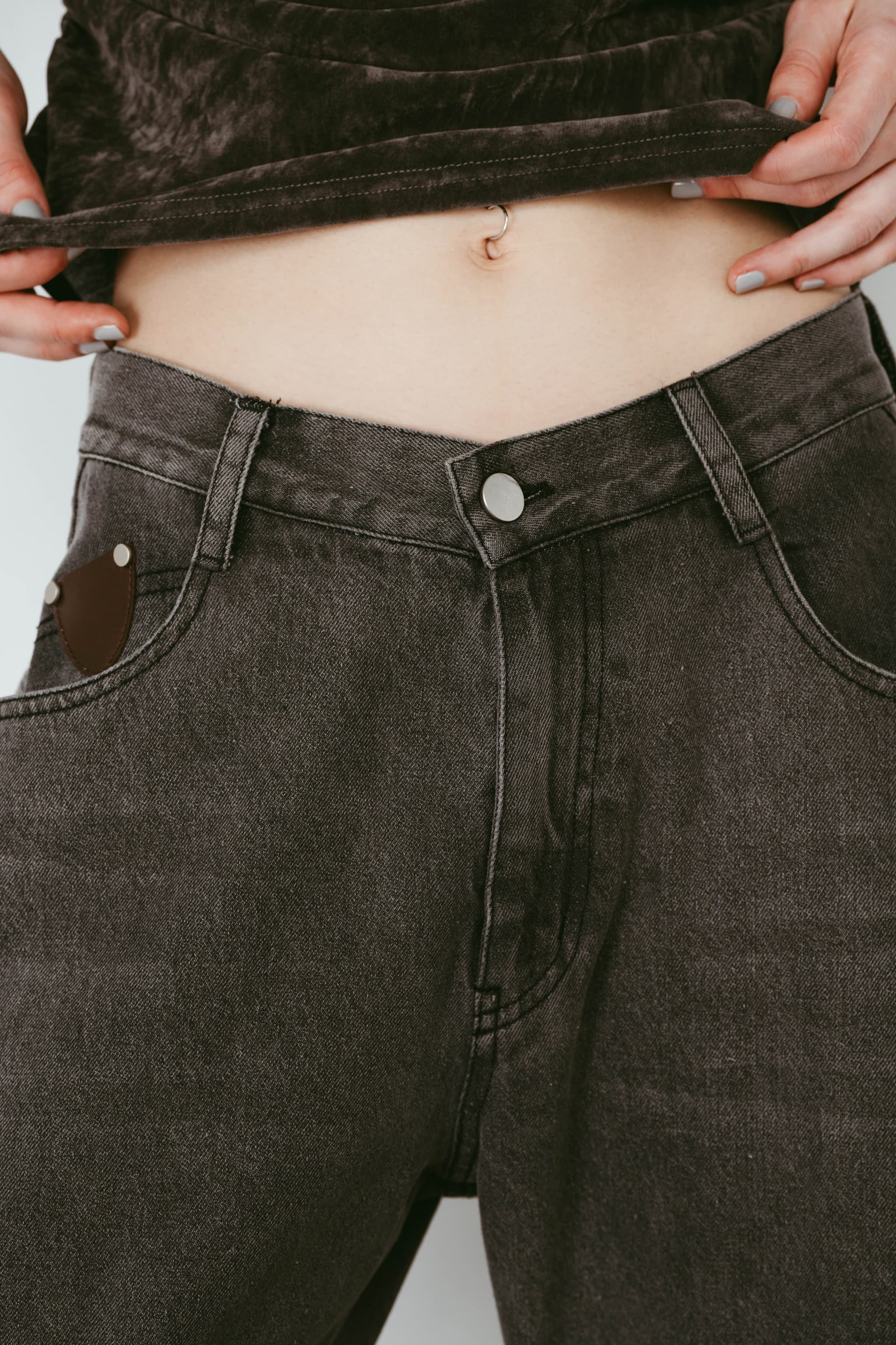 wide bell-bottom denim pants/gray | KNUTH MARF