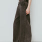 wide bell-bottom denim pants/gray