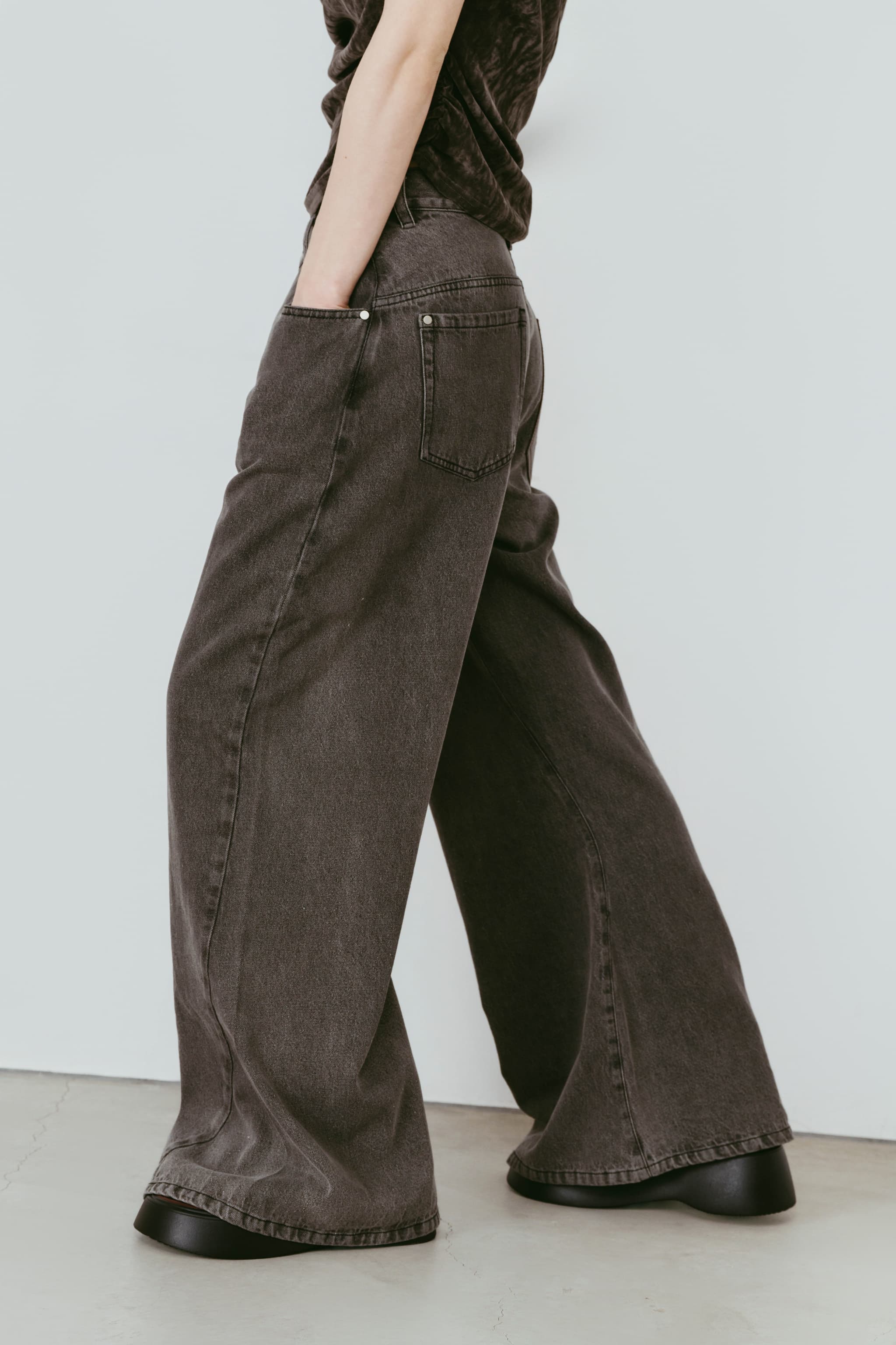 パンツ KnuthMarf bell bottom denim pants wide bell-bottom denim pants/gray | KNUTH MARF