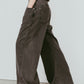 wide bell-bottom denim pants/gray
