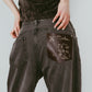 wide bell-bottom denim pants/gray