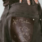 wide bell-bottom denim pants/gray