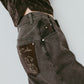 wide bell-bottom denim pants/gray