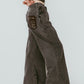 wide bell-bottom denim pants/gray