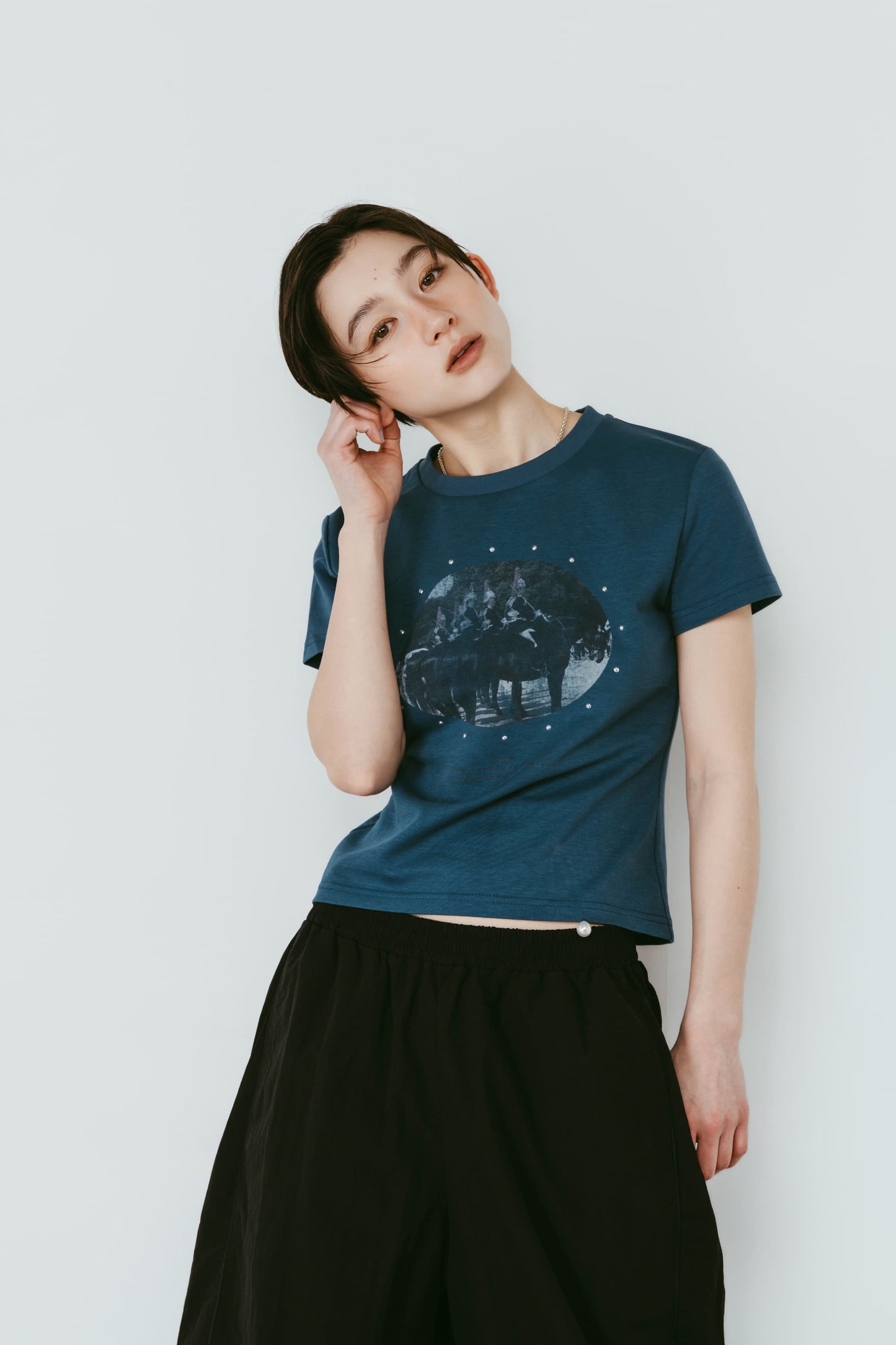 studded compact tee/blue