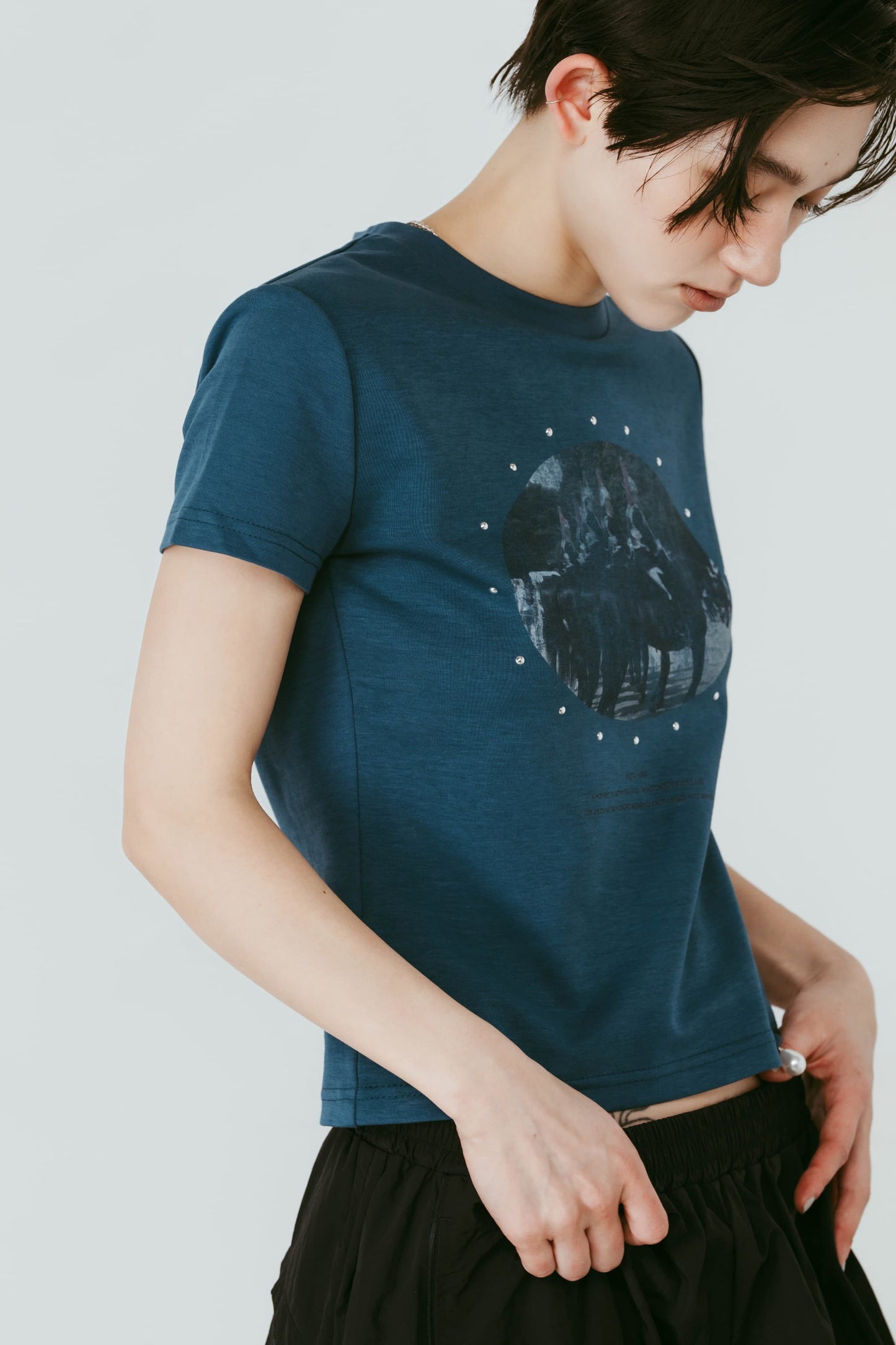 studded compact tee/blue