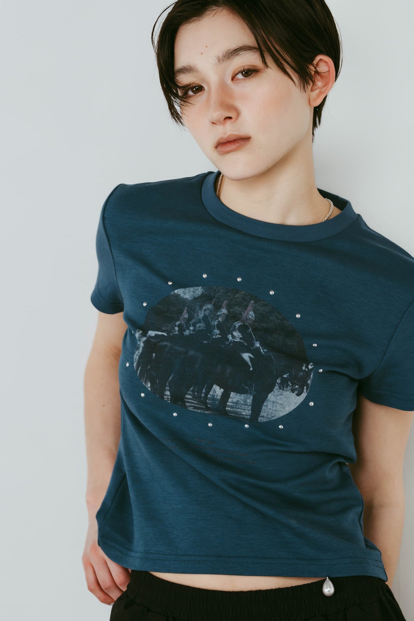 studded compact tee/blue