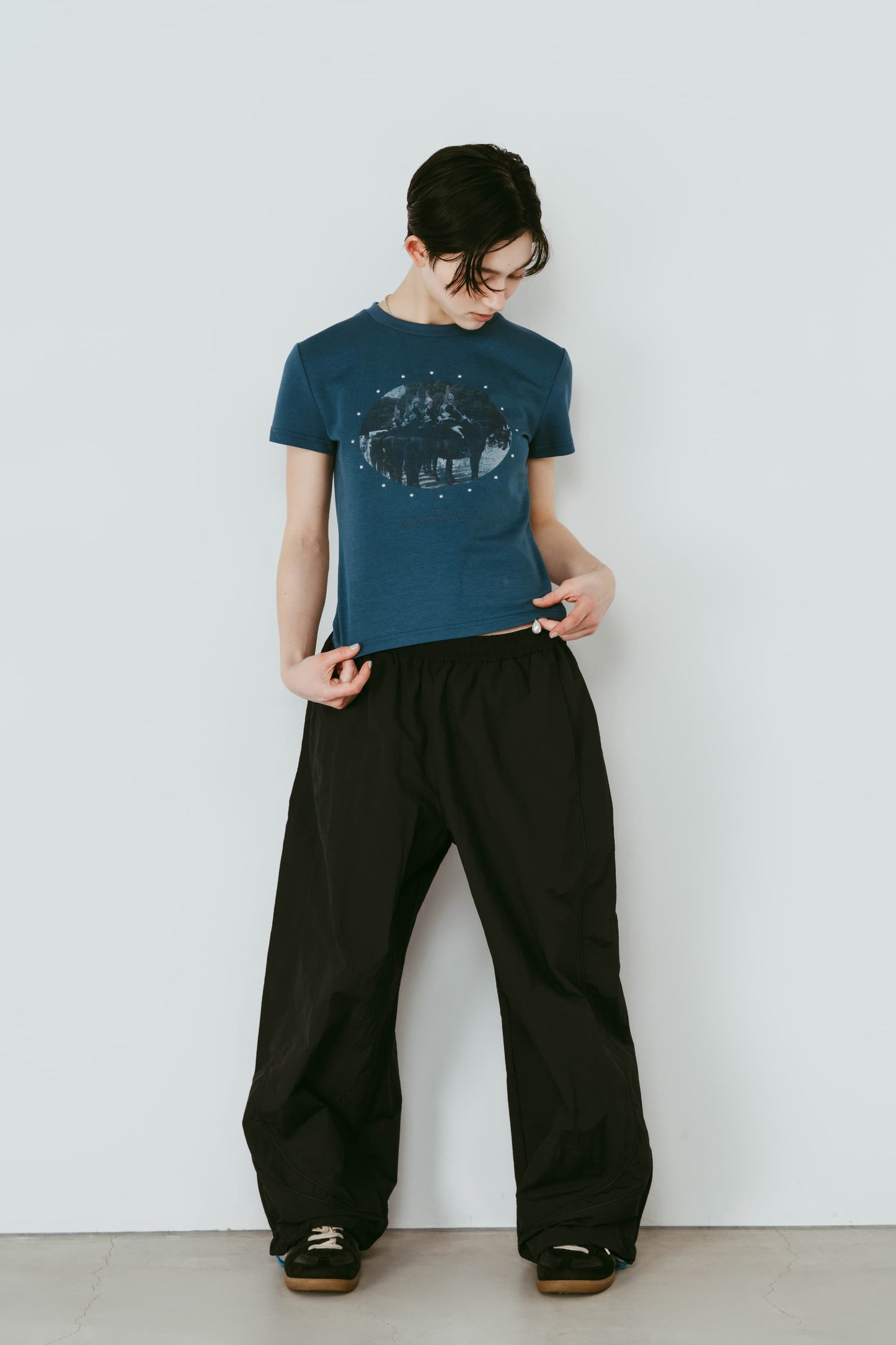 studded compact tee/blue