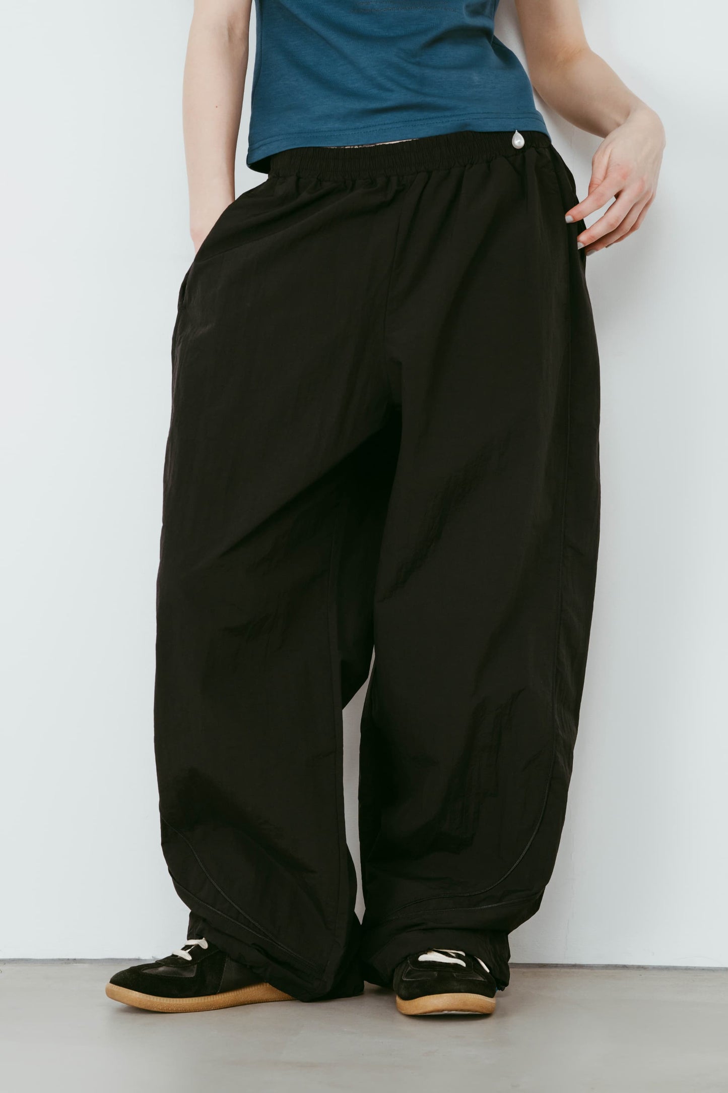 nylon easy pants(unisex)/black