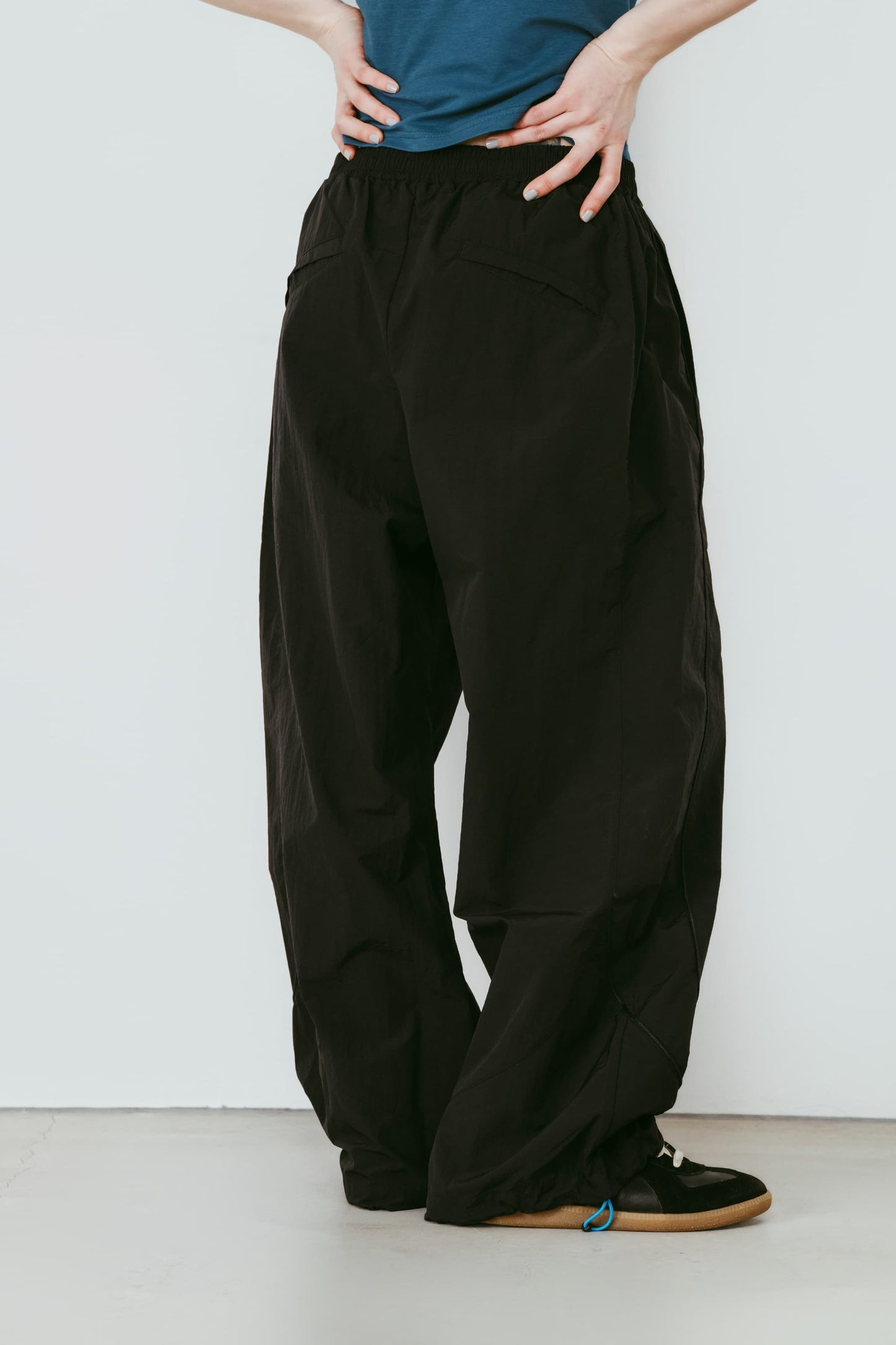 nylon easy pants(unisex)/black
