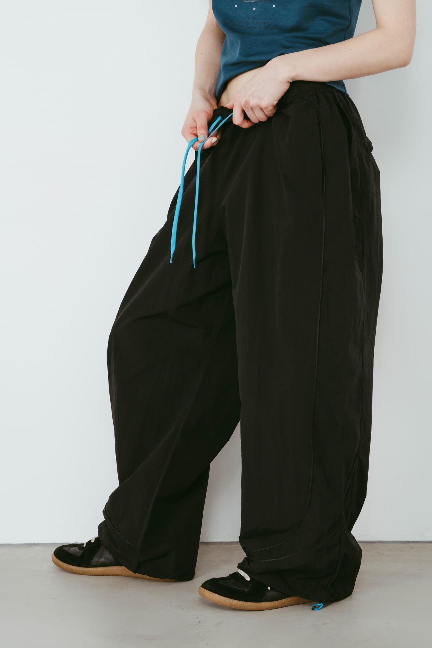 nylon easy pants(unisex)/black